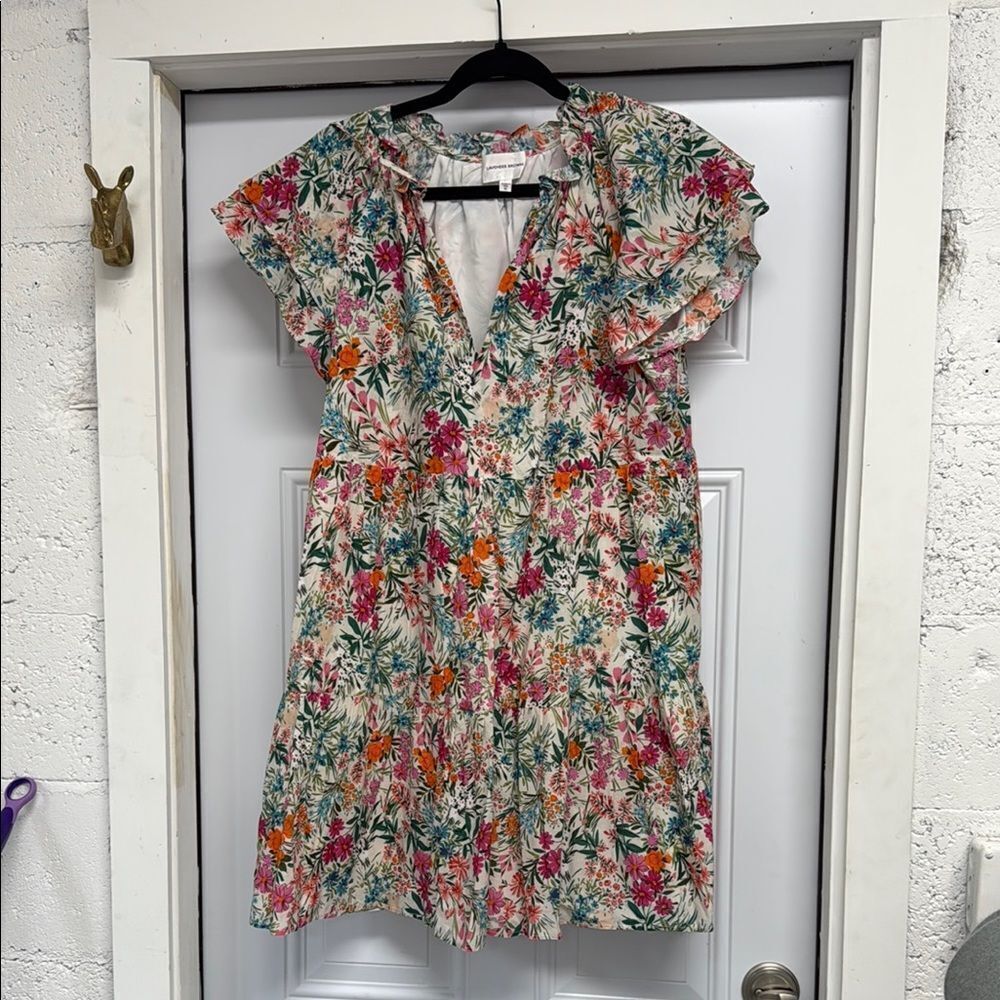 Lavender Brown Multicolor Floral Dress - Size Medium - Like New Summer Dress
